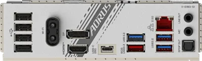 Gigabyte B760M AORUS ARI WIFI6E DDR4 takapaneelin liitännät